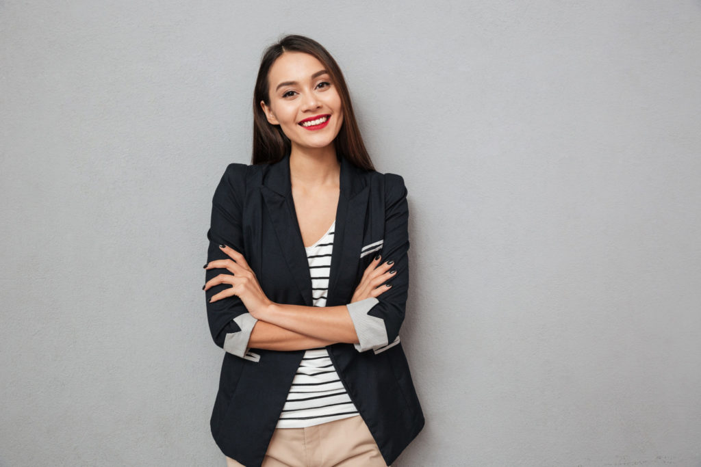 professional female with black coat